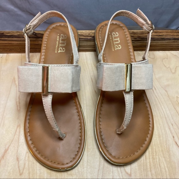 a.n.a Shoes - A.N.A “New York Approach” sandal with bow size—5.5; color—khaki & brass details
